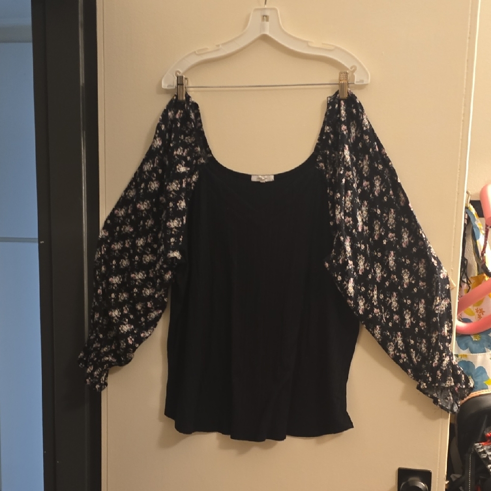 Maurices Black Floral Blouse